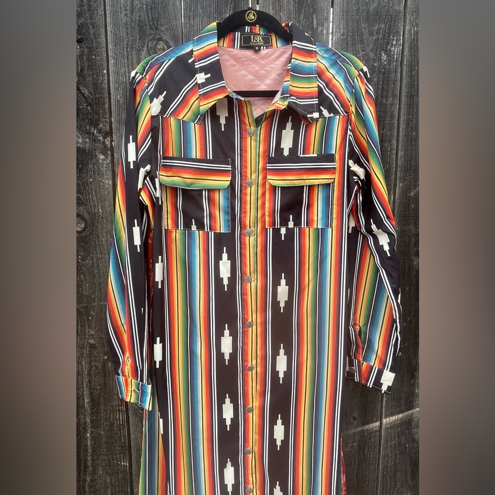 Lucky and Blessed Shirtdress. Vibrant colors with amazingly soft texture. Size M